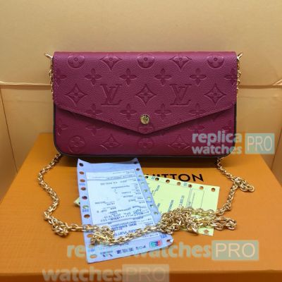 Strong Knockoff L---V Felicie Purple Leather Women's Chain Shoulder Bag